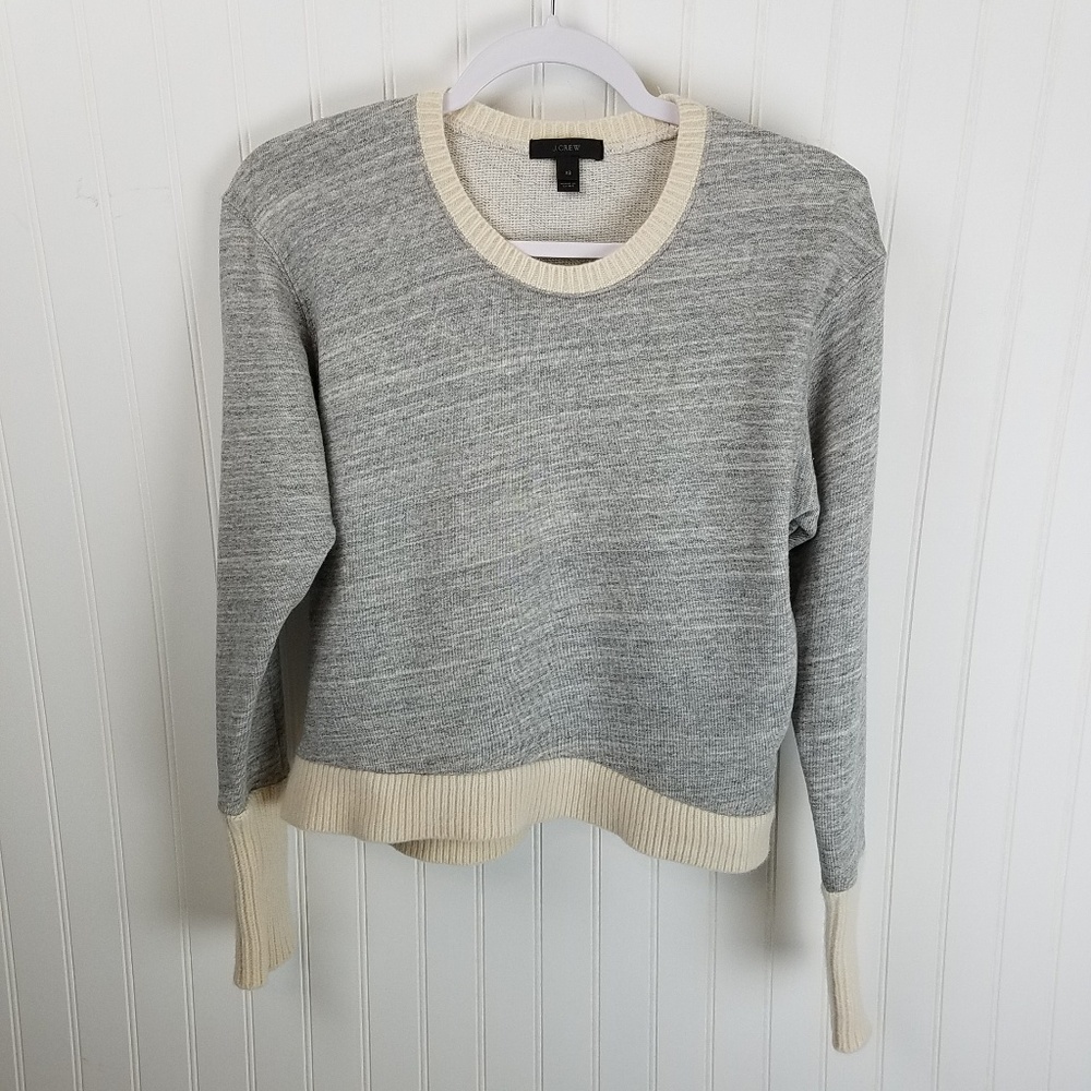 J. Crew Gray Sweatshirt Cream Sweater Tipped Shirt